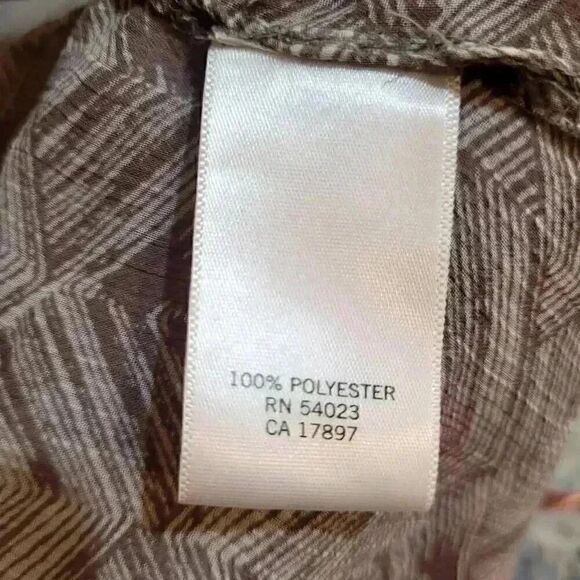 Banana Republic Women's Tan & White Poly Chiffon Sheer Blouse - Picture 8 of 8